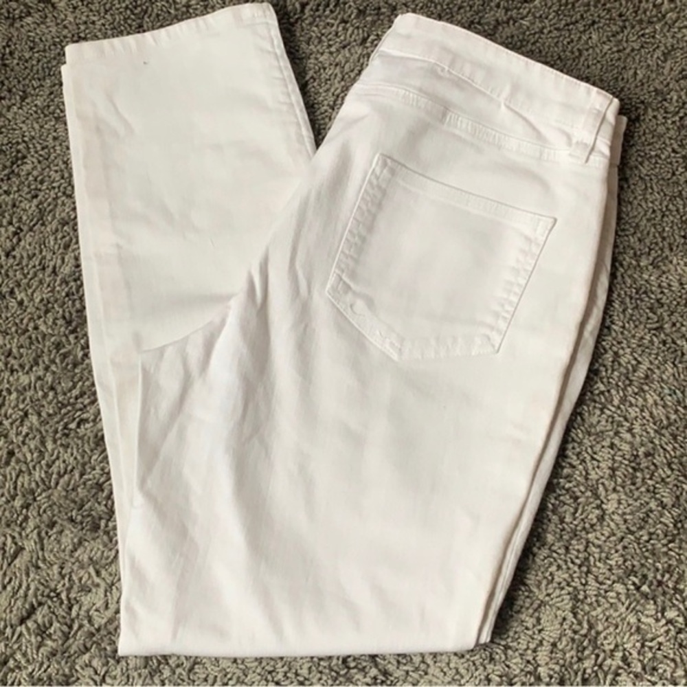 🌖 Eileen Fisher White Zipper Ankle Skinny Jeans